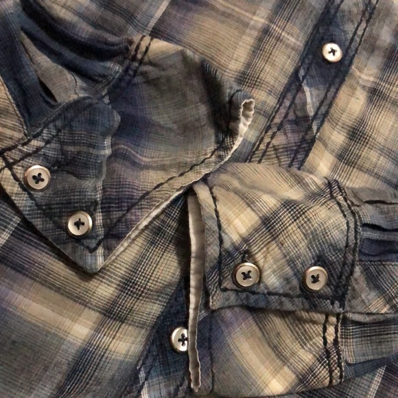 EUC Rare Vintage Brand ButtonUp Shirt-Sz XL-Cotton-Western Vibes-Blue Tones - Picture 12 of 15